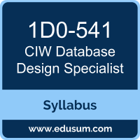 Database Design Specialist PDF, 1D0-541 Dumps, 1D0-541 PDF, Database Design Specialist VCE, 1D0-541 Questions PDF, CIW 1D0-541 VCE