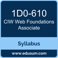 Web Foundations Associate PDF, 1D0-610 Dumps, 1D0-610 PDF, Web Foundations Associate VCE, 1D0-610 Questions PDF, CIW 1D0-610 VCE