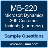 Microsoft Dynamics 365 Customer Insights (Journeys) Dumps, MB-220 Dumps, MB-220 PDF, Microsoft Dynamics 365 Customer Insights (Journeys) VCE, Microsoft MB-220 VCE, Microsoft Dynamics 365 Customer Insights (Journeys) PDF