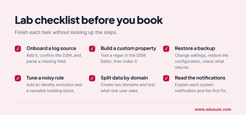 Six lab tasks to finish before booking the QRadar administrator exam