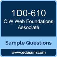 Web Foundations Associate Dumps, 1D0-610 Dumps, 1D0-610 PDF, Web Foundations Associate VCE, CIW 1D0-610 VCE