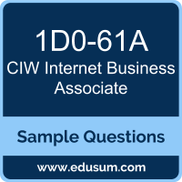 Internet Business Associate Dumps, 1D0-61A Dumps, 1D0-61A PDF, Internet Business Associate VCE, CIW 1D0-61A VCE