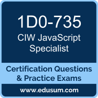 JavaScript Specialist Dumps, JavaScript Specialist PDF, 1D0-735 PDF, JavaScript Specialist Braindumps, 1D0-735 Questions PDF, CIW 1D0-735 VCE