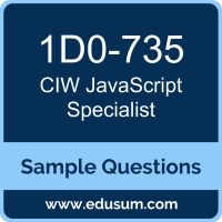 JavaScript Specialist Dumps, 1D0-735 Dumps, 1D0-735 PDF, JavaScript Specialist VCE, CIW 1D0-735 VCE