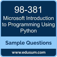 Introduction to Programming Using Python Dumps, 98-381 Dumps, 98-381 PDF, Introduction to Programming Using Python VCE, Microsoft 98-381 VCE, Microsoft MTA Introduction to Programming Using Python PDF