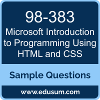 Introduction to Programming Using HTML and CSS Dumps, 98-383 Dumps, 98-383 PDF, Introduction to Programming Using HTML and CSS VCE, Microsoft 98-383 VCE, Microsoft MTA Introduction to Programming Using HTML and CSS PDF