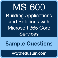 Building Applications and Solutions with Microsoft 365 Core Services Dumps, MS-600 Dumps, MS-600 PDF, Building Applications and Solutions with Microsoft 365 Core Services VCE, Microsoft MS-600 VCE, Building Applications and Solutions with Microsoft 365 Core Services PDF