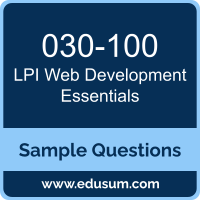 Web Development Essentials Dumps, 030-100 Dumps, 030-100 PDF, Web Development Essentials VCE, LPI 030-100 VCE, LPI Web Development Essentials 030 PDF