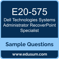 Systems Administrator RecoverPoint Specialist Dumps, E20-575 Dumps, E20-575 PDF, Systems Administrator RecoverPoint Specialist VCE, Dell Technologies E20-575 VCE, Dell Technologies DCS-SA PDF