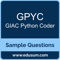 GPYC Dumps, GPYC PDF, GPYC VCE, GIAC Python Coder VCE, GIAC GPYC PDF